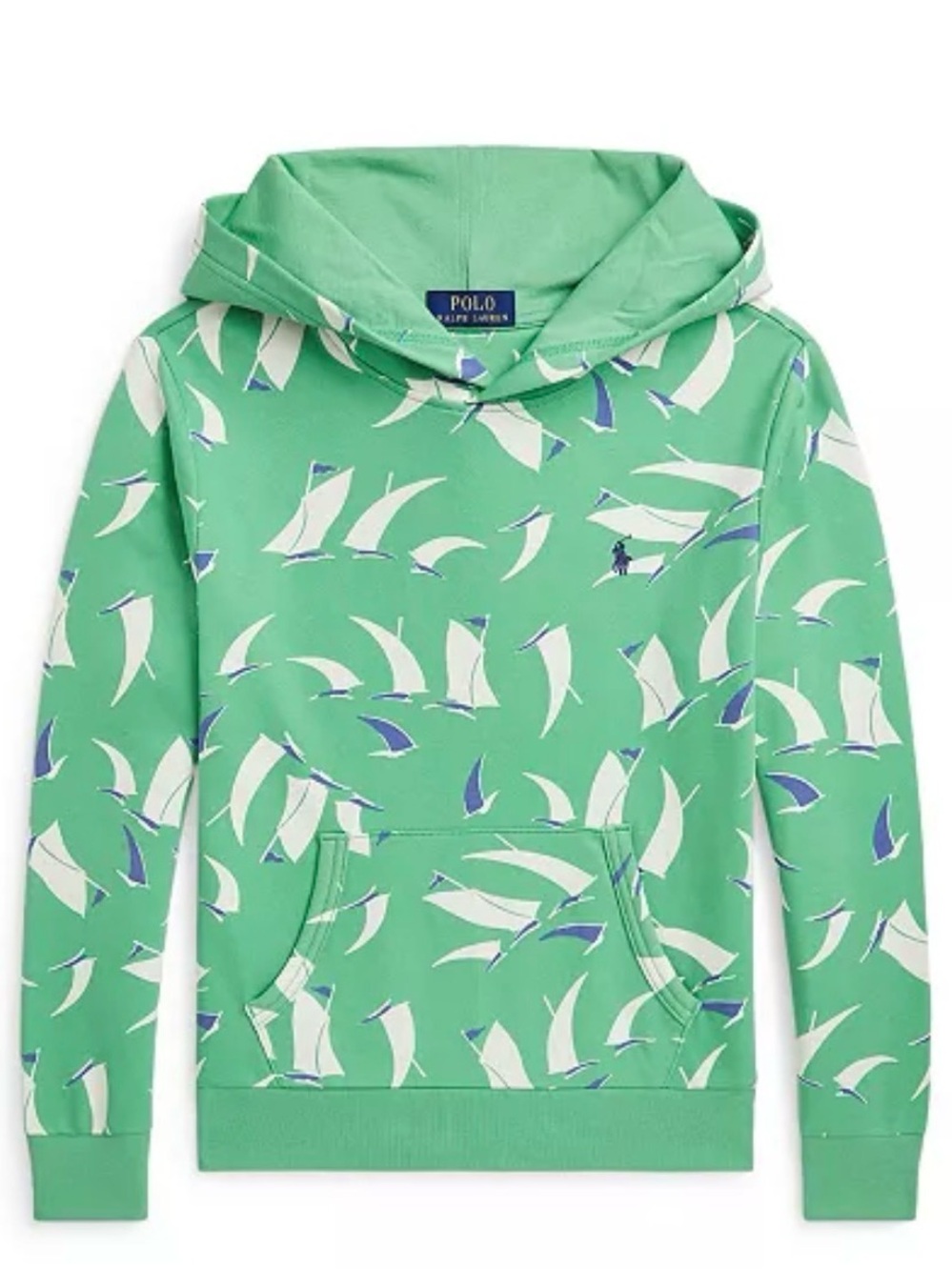 Polo Ralph Lauren Boys Sailboat-Print French Terry Hoodie (Size L 14-16) NWT